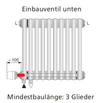 Arbonia Mehrpreis Einbauventil Gewinde M30x1,5 unten für Röhrenradiatoren