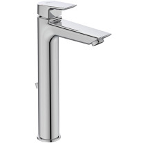 Ideal Standard Tesi Waschtischarmatur mit verlängertem Sockel mit Ablaufgarnitur chrom, Ausladung 140mm, 5 l/min. A6573AA