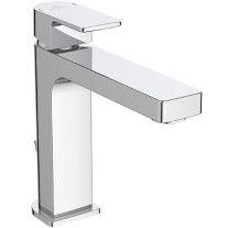 Ideal Standard Edge Waschtischarmatur Grande Slim mit Ablaufgarnitur chrom, Ausladung 138mm, 5 l/min. A7106AA