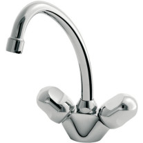 Ideal Standard Alpha Zweigriff-Waschtischarmatur mit Ablaufgarnitur Chrom, Ausladung 155mm B2038AA