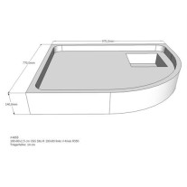 Belli Duschwannenträger für Sito R 80x100 links SD94149 für Viertelkreisdusche 80x100x2,5cm, R 550, 14cm hoch