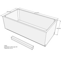 Belli Badewannenträger für Lupor 180x90 SW84162 für Rechteckwanne, 180x90x49cm, 62cm hoch
