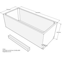 Belli Badewannenträger für Dora 170 SW 84200 für Rechteckwanne, 170x75x50cm, 62cm hoch