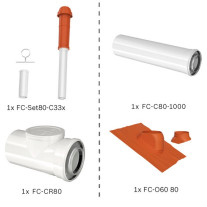 Bosch Abgas-Paket Dachdurchgang 80/125 rot, raumluftunabhängig Abgas-Standardpaket BOPA FC10 7739617762