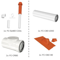 Bosch Abgas-Paket Dachdurchgang 80/125 rot, raumluftunabhängig Abgas-Standardpaket BOPA FC20 7739617763