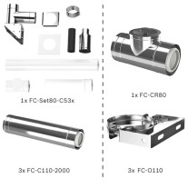 Bosch Abgas-Paket Fassade starr, 80/125, 6m, raumluftunabhängig Abgas-Standardpaket BOPA FC60 S 7739619194