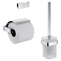 Emco WC-Set Loft, Papierhalter mit Deckel, Bürstengarnitur und Doppelhaken chrom 059800100