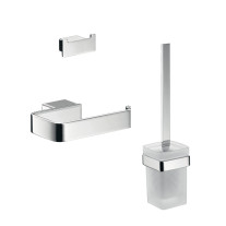 Emco WC-Set Loft, Papier Halter ohne Deckel , Bürstengarnitur, Doppehhaken chrom 059800102