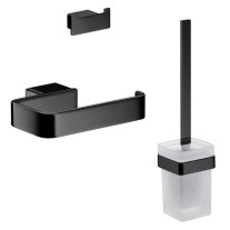 Emco WC-Set Loft Inhalt: Papier Halter ohne Deckel , Bürstengarnitur, Doppelhaken schwarz 059813300