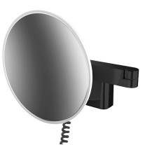 Emco LED-Kosmetikspiegel Evo 3-fach, 2-armig D=209mm schwarz, Stecker, 2 Schalter, Farbwechsel, dimmbar 109513341 