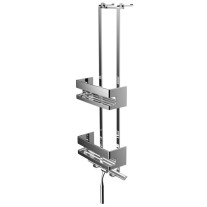 Emco Türetagere System2 mit 2 verschiebbaren Wandkörben und mit 2 Haken, Duschwischer, chrom 354500127 