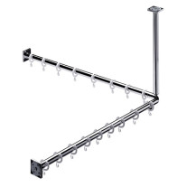 Emco Duschvorhang-Set System2 2 Duschvorhangstangen 800mm, 2x Duschvorhangstange 2x Befestigung, 16x Ringe, chrom 358700120 