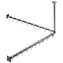 Emco Duschvorhang-Set System2 2 Duschvorhangstangen 900mm, 2x Duschvorhangstange 2x Befestigung, 18x Ringe, chrom 358700121 