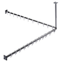 Emco Duschvorhang-Set System2 2 Duschvorhangstangen 1200mm, 2x Duschvorhangstange 2x Befestigung, 24x Ringe, chrom 358700123 