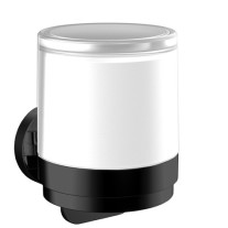 Emco Einhand-Seifenspender Round, Glasteil satiniert, schwarz 432113301 