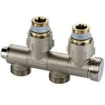 Flamco Uni-Hahnblock Variocon, schwenkbar U1 G3/4i x G3/4a mit Nippel, mit Entleerung F10026