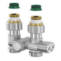 Flamco Einrohr-Umlenkstück Durchgang mit Absperrung G3/4i x G3/4a mit Nippel und Konus F10465