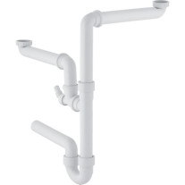 Geberit Rohrbogengeruchsverschluss für zwei Spülbecken Abgang horizontal G1 1/2x40 152.886.11.1