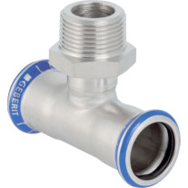 Geberit Mapress Edelstahl T-Stück mit AG d15-R1/2-15 31454