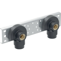 Geberit Anschlusswinkel 90 Grad mit AG MF vormontiert 2fach, Rotguss R1/2-Rp1/2 AD=15,3cm 632.865.00.2