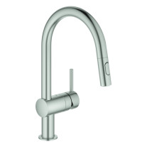 Grohe Minta Einhand-Spültischbatterie supersteel C-Auslauf Spülbrause 32321DC2