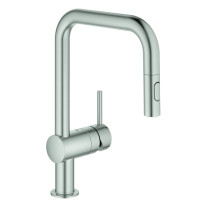 Grohe Minta Einhand-Spültischbatterie supersteel U-Auslauf Spülbrause 32322DC2