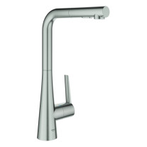 Grohe Zedra Einhand-Spültischbatterie supersteel L-Auslauf ausziehbare Spülbrause 32553DC2