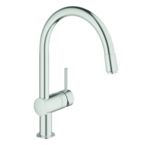 Grohe Minta Einhand-Spültischbatterie supersteel DN15 herausziehbarer Mousseurauslauf 32918DC0