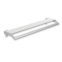 HEWI Ablage mit Haltegriff System 900, Edelstahl, Glasplatte mit Splitterschutzfolie, 720mm breit, 70mm hoch, 188mm tief 900.03.000XA