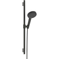 Hansgrohe Brauseset Raindance Alive Select S 125 3jet EcoSmart mit Brausestange Unica S Puro 650mm, Brushed Black Chrome 24602340