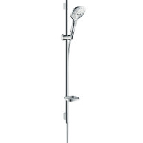 Hansgrohe Brauseset Raindance Select E 120 3jet mit Brausestange 900mm und Seifenschale, Weiß/Chrom 26621400