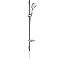 Hansgrohe Brauseset Raindance Select E 120 3jet EcoSmart mit Brausestange 900mm und Seifenschale, Weiß/Chrom 26623400