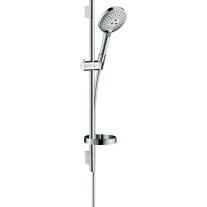 Hansgrohe Brauseset Raindance Select S 120 3jet EcoSmart mit Brausestange 650mm und Seifenschale, Chrom 26632000