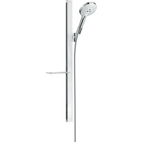 Hansgrohe Raindance Select S Brauseset 120 3jet mit Brausestange 900mm und Ablage, Weiß/Chrom 27648400