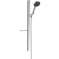 Hansgrohe Rainfinity Brauseset 130 3jet mit Brausestange 900mm und Ablage, Chrom 27671000
