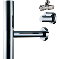 Hansgrohe Designsiphon Flowstar komplett chrom mit zwei Eckventilen und Schubern 52120000