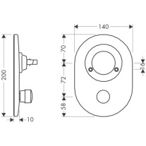 Hansgrohe Umrüstset Wannenmischer Unterputz Lochabstand 72mm, satinox 97332810