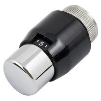 Resideo Thermostatregler Thera-200 Design, mit eingebautem Fühler, schwarz/chrom, ohne Nullstellung, Flüssigkeitselement T4321