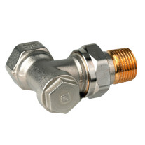 Resideo Rücklaufverschraubung, regelbar, Verafix-E, Eck, 3/8'', vernickelt V2420E0010