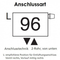 Arbonia Mehrpreis zu Heizwand für Anschlussart 96 - Mitte unten