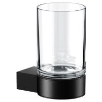 Keuco Glashalter Plan komplett mit Echtkristall-Glas, schwarz 14950379000