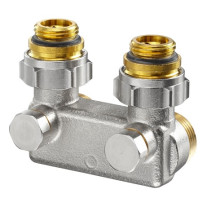 Oventrop Umlenkstück mit Absperrung Winkelform, 50mm, 1/2''AGx3/4''AG 1016463
