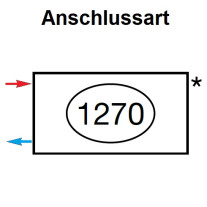 Zehnder Anschlussart 1270, seitlich links für Charleston, Anschluss 2-Rohr mit externem Ventil 1270
