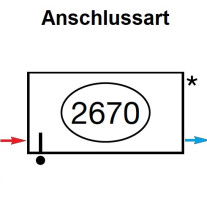 Zehnder Anschlussart 2670, seitlich unten links für Charleston, Anschluss 2-Rohr mit externem Ventil 2670