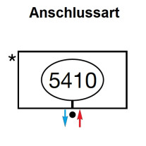 Zehnder Anschlussart 5410, unten mitte rechts für Charleston, Anschluss 2-Rohr mit externem Ventil 5410