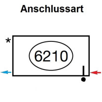 Zehnder Anschlussart 6210, seitlich unten rechts für Charleston, Anschluss 2-Rohr mit externem Ventil 6210
