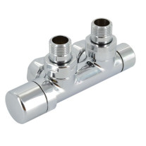 Zehnder Anschluss-Armatur Set Q Eckform edelstahl Eckform Thermostatkopf links, edelstahl 839140