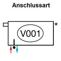 Zehnder Anschlussart V001, Ventil unten links für Charleston Complettoanschluss mit integriertem Ventil V001