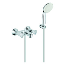 Grohe Costa 2-Griff-Wannenbatterie chrom mit Tempesta Wandhalterset 2546010A