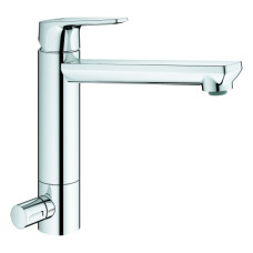 Grohe BauEdge Einhand-Spültischbatterie chrom mittelhoher Auslauf GROHE ZERO Absperrventil 31696000